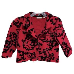 Whimsigoth Coldwater Creek Wool Short Jacket Size Petite Small Red Black Vamp